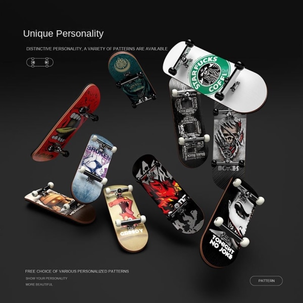 Komplett Fingerboardset i Trä 5 Lager Lönnträdäck Kullagerhjul Legerings Truck Finger Skate Board Mini Skateboard Leksaker för Barn 8020-8 (with bearing wheel)