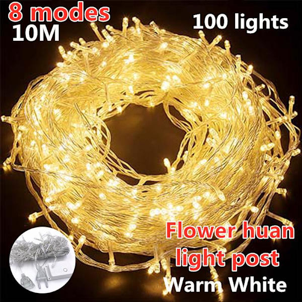10M Fönstergardin LED-ljusslinga Istapp Fairy Bröllopsfest Juldekor Warm white 3M