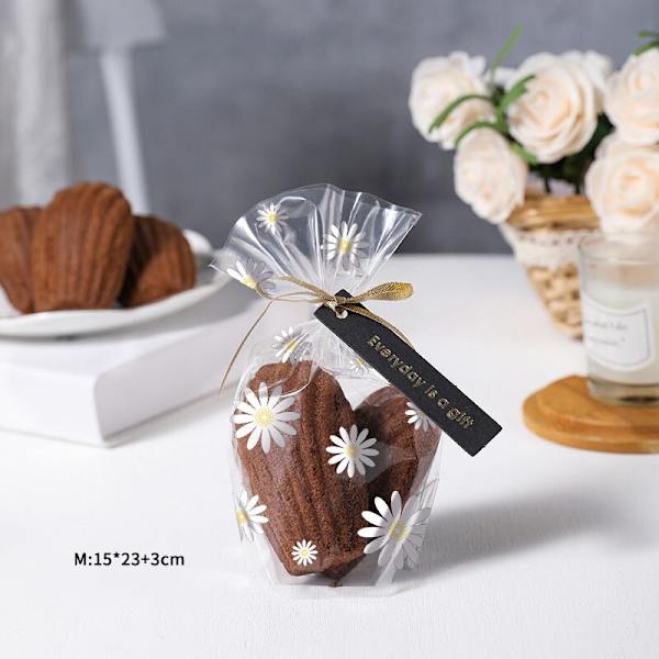 50/100 stk. Gennemsigtige emballageposer Blomsterprintet Cookie Snack Æble Chokolade Slik Opbevaringspose til julefest Gavepose 100pcs 10x15.5cm 9x15cm