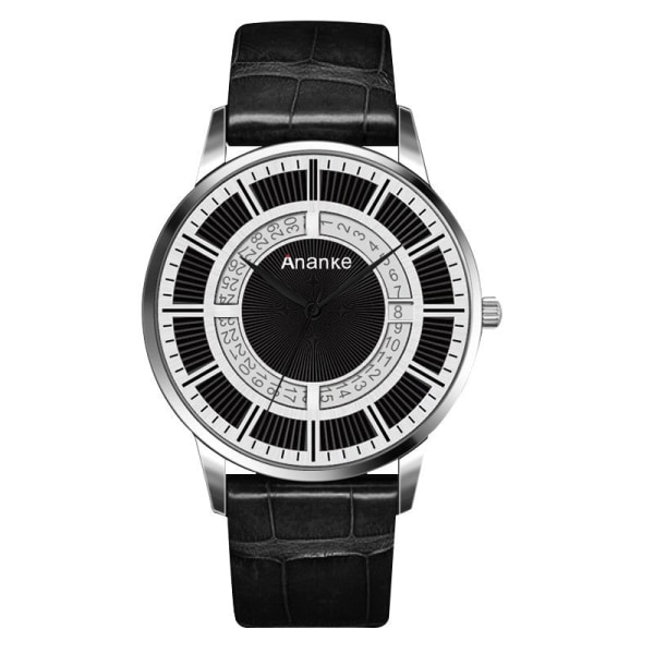 Watch Herrmode Enkel Watch i äkta läder Vattentät Student Quartz Watch An0501