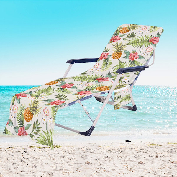 Tropiske Planter Mikrofiber Strandstol Betræk Håndklæde Med Lomme Udendørs Hurtigtørrende Bærbar Have Pool Loungestol Tæppe 4 73x210cm