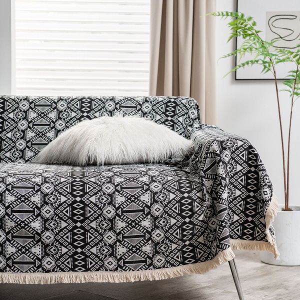 Amerikansk Country Soffhandduk Tjock Jacquard Vintage Handduksöverdrag Tyg Utomhus Vild Servett Quadrangle jacquard white beard 180*230