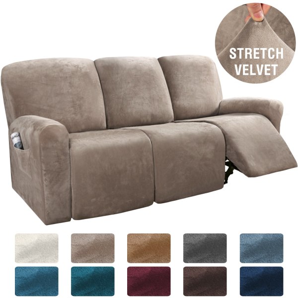 Stretch 1-2-3-sits All-inclusive Elastiska vilstolssoffor Cover Halkfritt Cabriolet Liggande Relax Fåtölj Cover Yellow-Velvet 2 Seat Split 6 piece