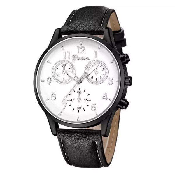 Quartzklocka Enkel Casual Bältesklocka Geneva Klocka Herr Shell white surface black belt