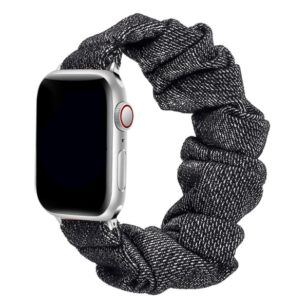 Scrunchie Strap för Apple Watch Band 44mm 40mm iWatch 42/38mm Elastisk Nylon Solo Loop smart armband applewatch serie 5 43 SE 6 Black red flower 42mm or 44mm