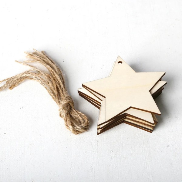 10 st DIY Trä Julgransprydnader Obehandlade Trä Julgran Hängande Dekorationer för DIY Hantverk Jul Hemfest Dekor JM01557
