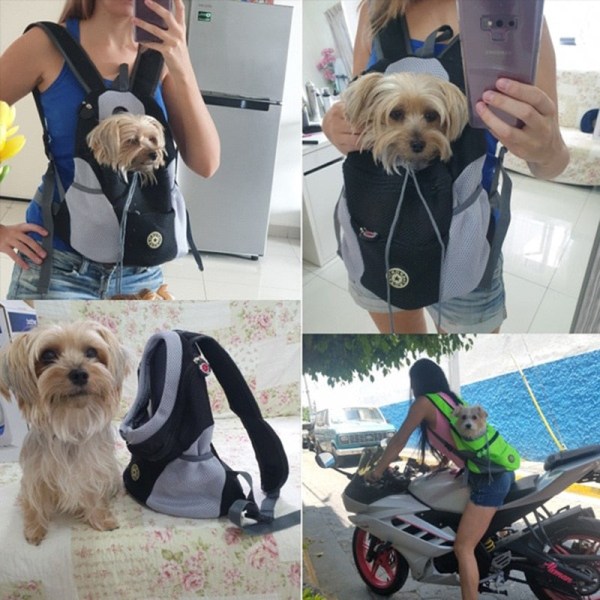 Hundbärväska Ryggsäck Transportväska Portabel Reseväska Hund Frontväska Mesh Utomhus Vandring Huvud Ut Dubbla Axelband Sport NY A-Yellow with1bottle L Bag