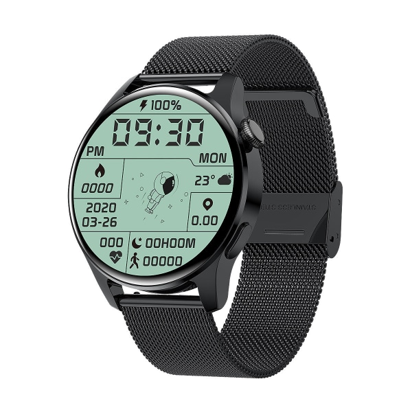 Böjd skärm Smart Armband Dynamic Dial Delad skärm Bluetooth Calling Smart Watch Black steel-fine steel