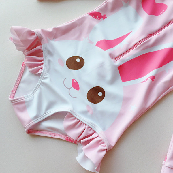 Badedragt Heldragt Spædbarn Langærmet Solbeskyttelse Baby Sød Kanin Prinsesse Piger Badetøj Svømmetøj Pink1 XL (110-120cm)