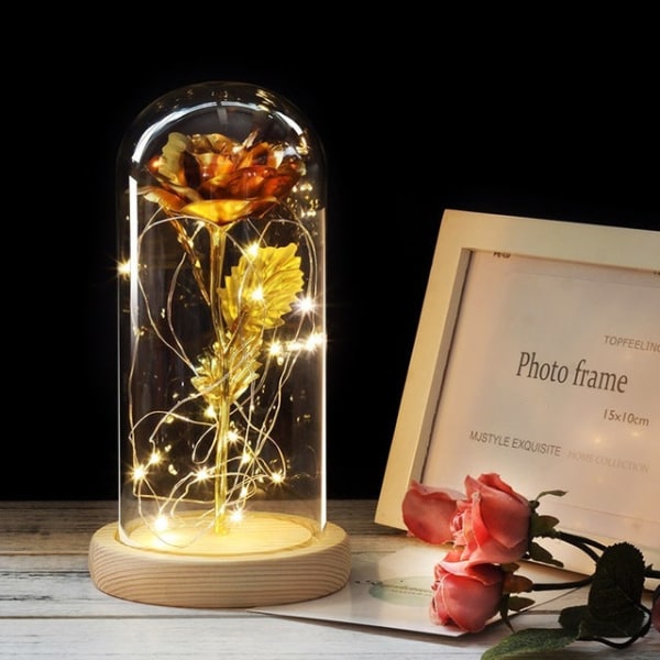 Drop shipping Galaxy Rose konstgjorda blommor Beauty and the Beast Rose Bröllopsinredning Kreativ Alla hjärtans dag Mors present brown base Mult