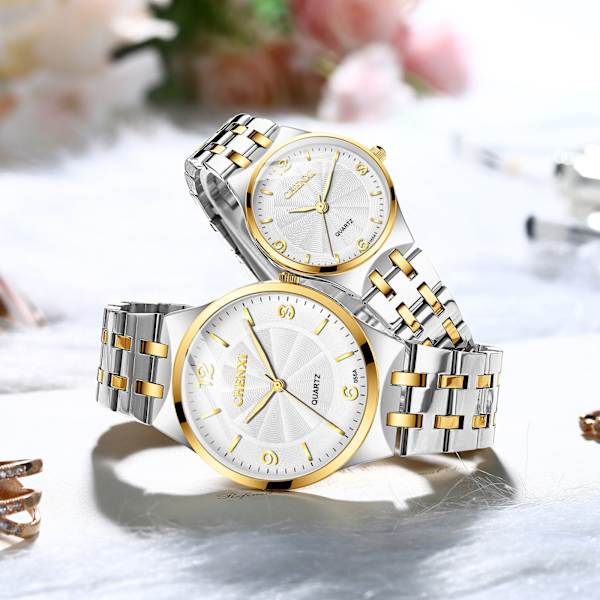 Pige- og drengepar ur dame simpelt mode nyt ultratyndt vandtæt quartz ur armbåndsur Male White