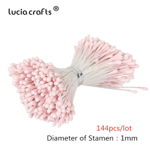 Håndværk 144/420/600/1000 stk./parti Blomster Støvdragere 2 mm DIY Kunstige Blomster Krans til Bryllupsfest Hjemmeindretning D0401 C23 Pink 144pcs