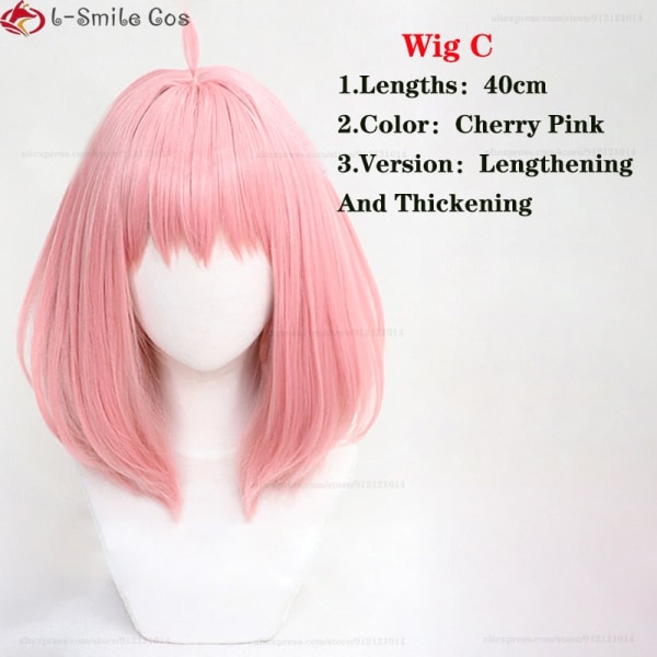 Anime SPY×FAMILY Anya Forger Kort Pink Cosplay Paryk Hår Varmebestandig Syntetisk Halloween Fest Kvinde Søde Parykker + Parykhætte wig C only One Size