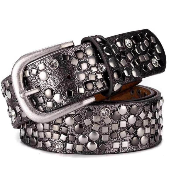 Nitsmyckat bälte dam punk gotisk midjeband retro vintage läder Dark grey