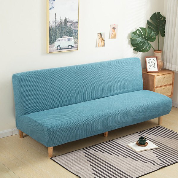 Överdrag Polar Fleece Tyg Ärmlös Bäddsoffa Skydd Enfärgad Utan Armstöd Stor Elastisk Fällbar Möbel Heminredning Bänköverdrag Blue M 160-190cm