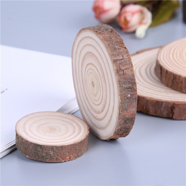 Jul Ny Naturlig Furu rund Träbit Bark Original Träbit Hem Bakgrund Vägg Fotograferingsmaterial 10-12cm, 1cm thick