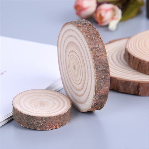 Jul Ny Naturlig Fyrretræ Rund Træstykke Bark Original Træstykke Hjem Baggrund Væg Fotograferingsmateriale 18-20cm, 2cm thick