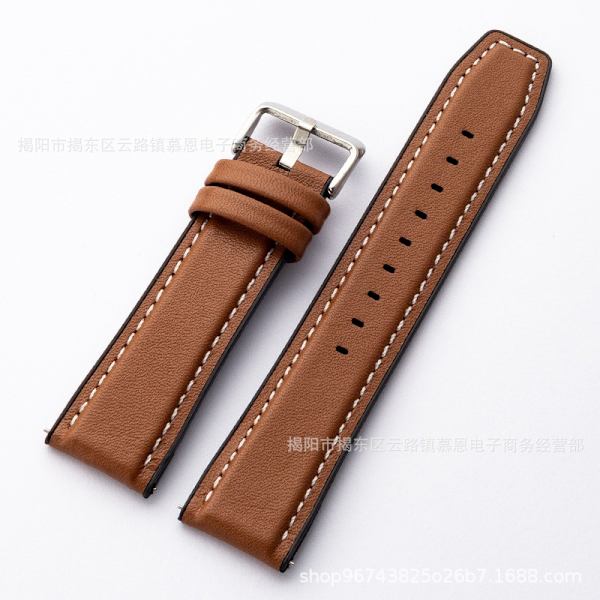 Urrem til Apple Watch iWatch 38/40/41/s10 42mm interface lysebrun og hvid linje-sølvspænde GT silikone sticker