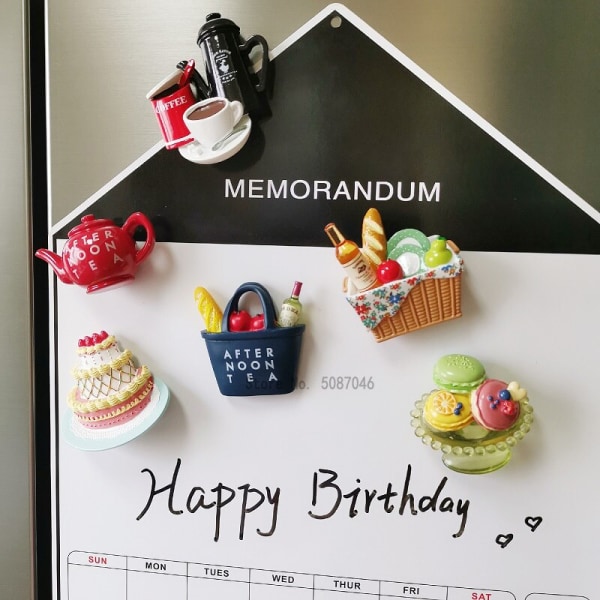 3D Kreativ Simulering Mat Søte Mini Kjøleskapsmagneter Hjem Dekor Kjøleskapsklistremerker Kjøleskapspasta Romdekorasjon Samling cake