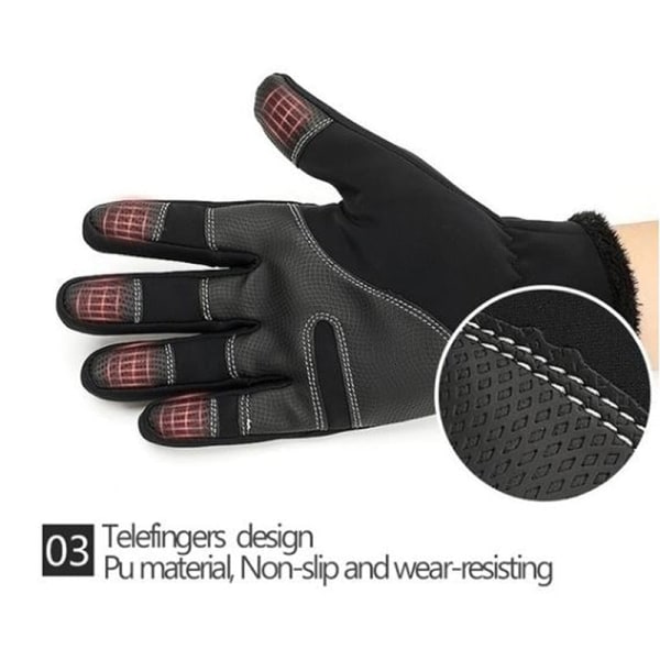 Moto Touch Screen Motorcykel Racing Ridhandskar Vinter Motorcykel Handskar Vinter Thermal Fleece Fodrade Vattentäta Uppvärmda Guantes Black A M