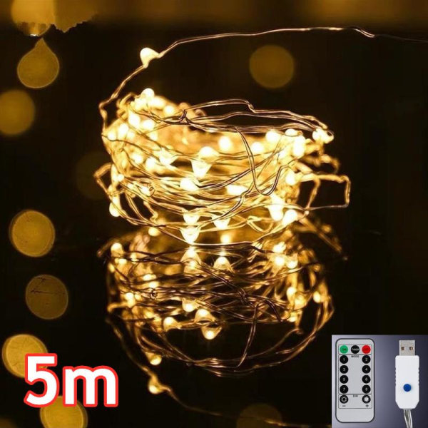 LED Fjernbetjent Guirlande Lysstrip til Multifunktionel Skinnende Udendørs Dekorationslys Warm white LED-10m