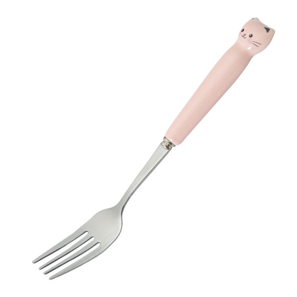 Keramisk Servisesett i Rustfritt Stål Tegneserie Barnas Servise Student Reise Bærbart Servise Pink three-piece set