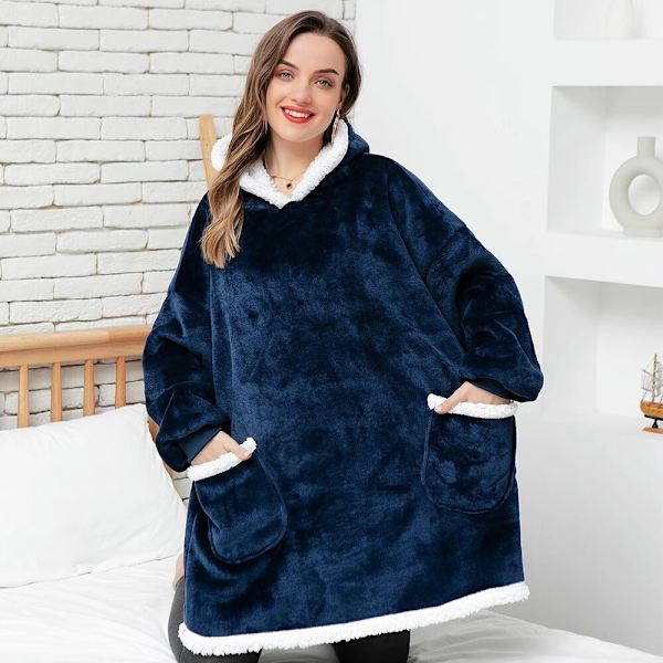 Tæppe med Ærmer Kvinder Oversized Hættetrøje Fleece Varm Hættetrøjer Sweatshirts Kæmpe TV Tæppe Kvinder Hættetrøje Morgenkåbe hmy848 red One Size