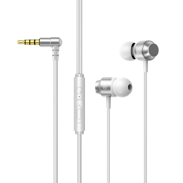 Trådbundna hörlurar subwoofer löpande hörlurar 3,5 mm uttag för telefon Surfplattor och andra enheter trådbundna hörlurar 3.5mm Silver