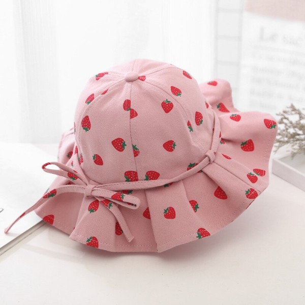 Sød Sommer Baby Pige Spand Hat Print Udendørs Sløjfe Børn Pige Solhat Børn Spædbarn Småbørn Panama Strand Kasket as pictures2 for 2-7 years