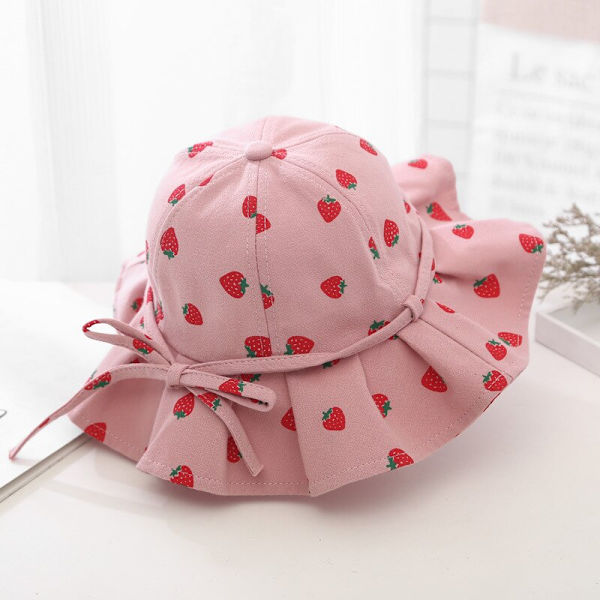 Sød Sommer Baby Pige Spand Hat Print Udendørs Sløjfe Børn Pige Solhat Børn Spædbarn Småbørn Panama Strand Kasket with rope for 2-7 years
