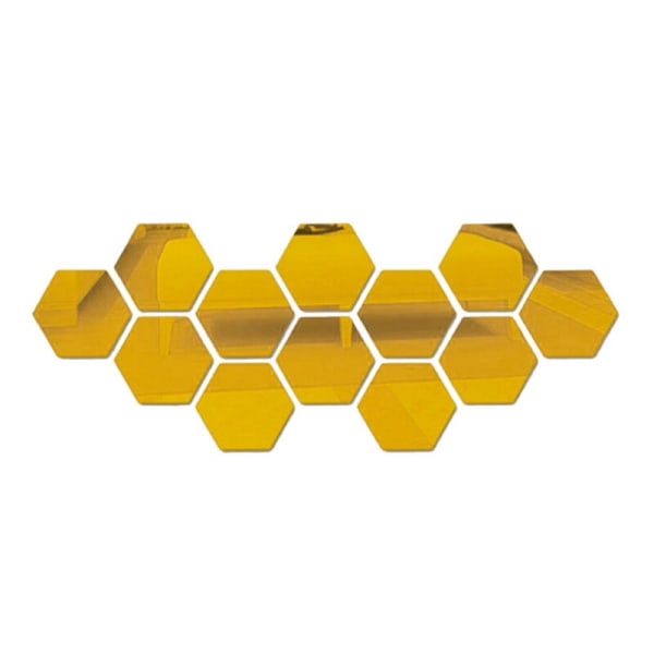 12 st/ set DIY 3D spegel väggdekal Hexagon heminredning Spegel dekor klistermärken Konst vägg sovrum dekoration självhäftande klistermärken Gold 80x70x40mm