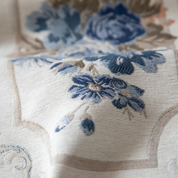 Europeisk stil Blomma bordslöpare Chenille tofs Hem bordsduk Polyester bordsduk bordslöpare European navy blue long fringe 32X160