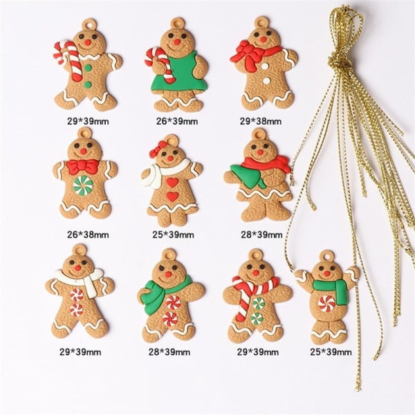 1 set Pepparkakor Man prydnader för julgransdekorationer, 7,5 cm långa Gingerman hängande berlocker Xmas Tree Ornament Holiday Decoration Type 5