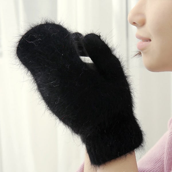 Vinter Kanin Ullhandskar Koreansk Version Varma Handskar Dam Multi-färgade Damhandskar Söta Mjuka Handskar 2021 Ny Hög Kvalitet Dark Grey One Size