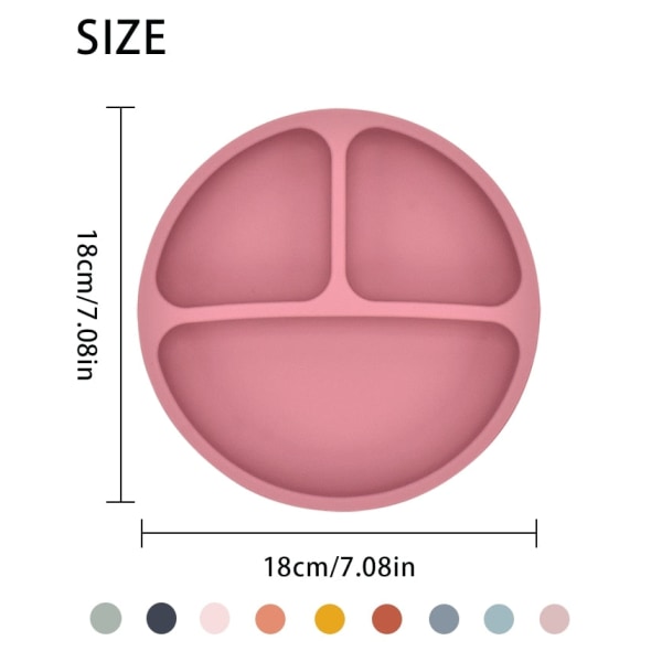 Baby mattallrik i silikon Solid Söt tecknad barnrätter Kvalitetsservis för baby Barn matskål Grey Blue