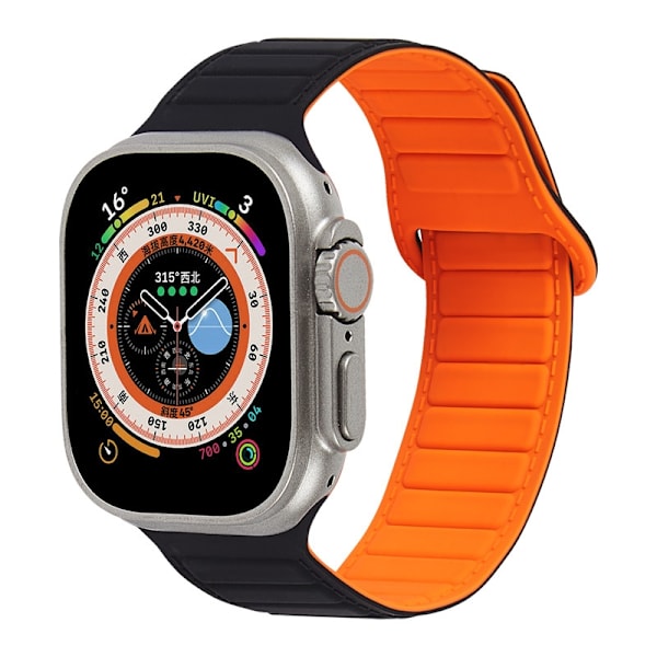 Klockarmband för Apple Watch iWatch 42-49mm Svart med Orange