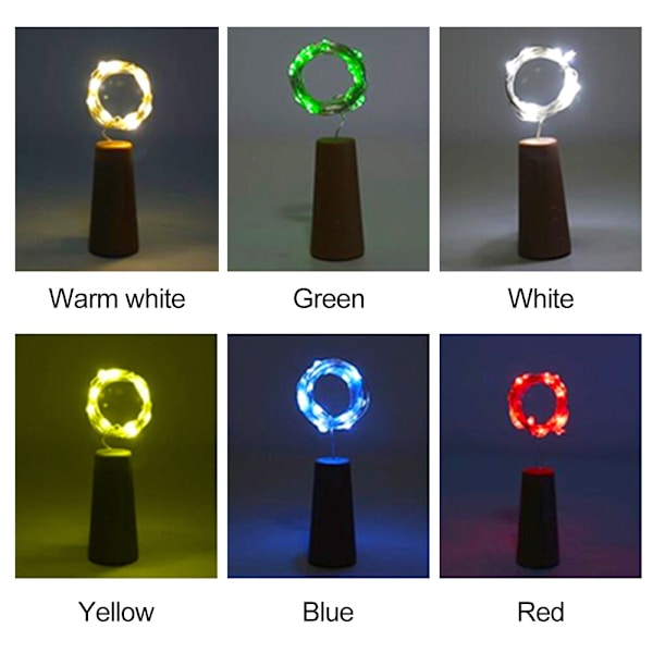 1M 2M 3M Vinkork LED Ljusslingor Jul Fairy Lights Girlang Julgran Bröllopsfest Dekor Bar Flasklampor Yellow 1M 10leds
