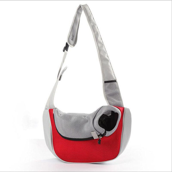 Bekväm Husdjursbärväska Hundar Katter Valpar Utomhusväskor Mesh Oxford Enkel Axelväska Sling Front Mesh Rese Tote Axelväska New red L