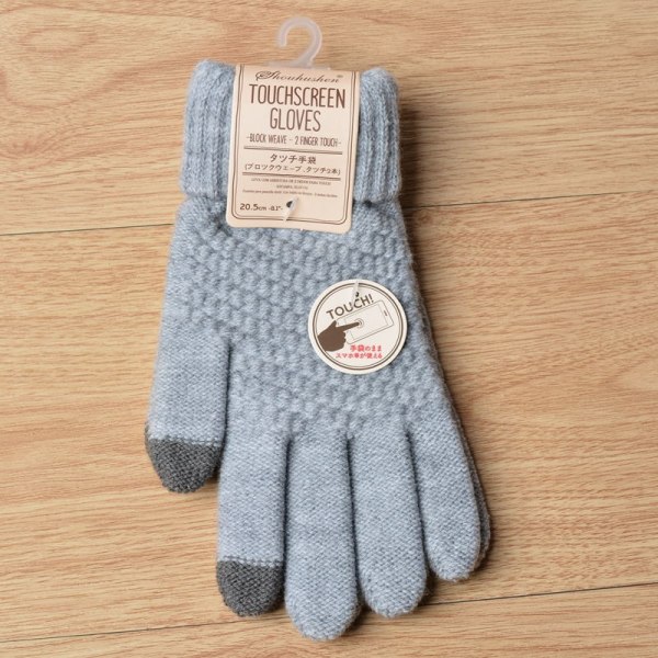 Rimiut Dam Cashmere Stickade Vinterhandskar Cashmere Stickade Dam Höst Vinter Varma Tjocka Handskar Pekskärm Skidhandskar Style 2 Blue One Size