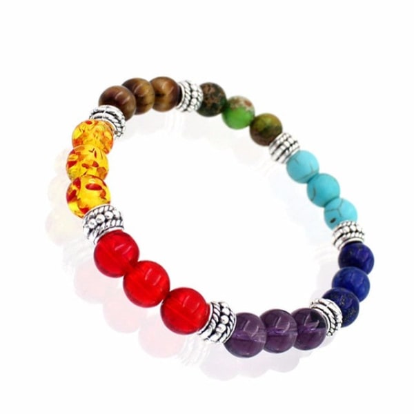 7 Chakra Healing Beaded Armband Natural Lava Stone Tiger Eye Beads Armband 8MM För Kvinnor Män Mode Yoga Smycken 4