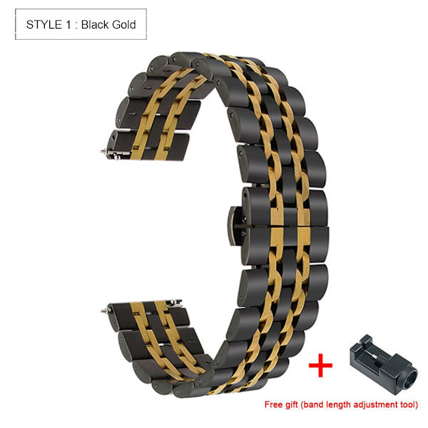 Håndleddsreim for HUAWEI WATCH GT 2 Pro gt2pro Metall rustfritt stål Reim Armbånd For HUAWEI gt2 pro Klokkereim Tilbehør Black gold For HUAWEI GT2 Pro