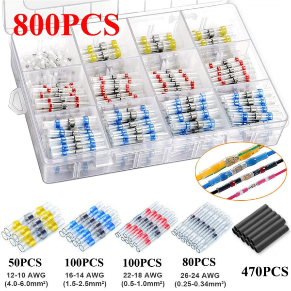 800/400/200 Kpl Lämpökutisteliitin, Juotosliitosjohdinliittimet ja Lämpökutisteliitos Puristusliittimet Sähköjohdinliittimet As photo 350Pcs