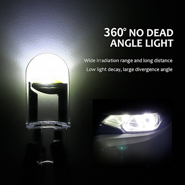 10X T10 W5W 194 COB Glas Bil Interiör LED Lampor För Bil Lastbil Kil Skylt Lampa Markeringsljus 6000K Orange Diod 12V 24V Green 10pcs lamps 12V