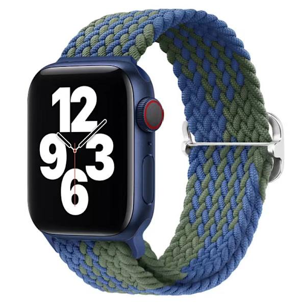Punottu yksinlenkkihihna Apple Watch -rannekkeelle 44mm 40mm Series 7 6 54SE Säädettävä elastinen nylonhihna iwatch 3 42mm 38mm rannekorulle Black For 42mm-44mm-45mm