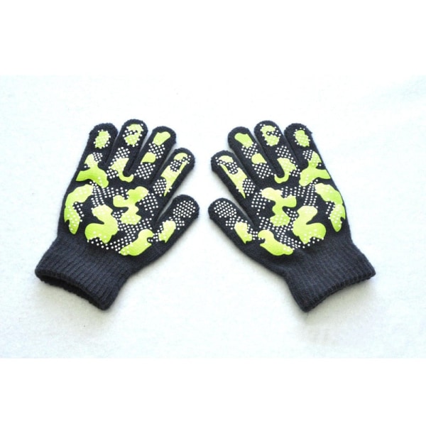 Warmom Lasten Talvi Lämpimät Neulotut Käsineet Lasten Käsineet Poika Tyttö Ulkoilu Liukumattomat Camouflage PVC Offset Käsineet 5-11V Black