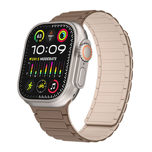 Klockarmband för Apple Watch iWatch 42/44/45/46/49mm stor urtavla brun aprikos