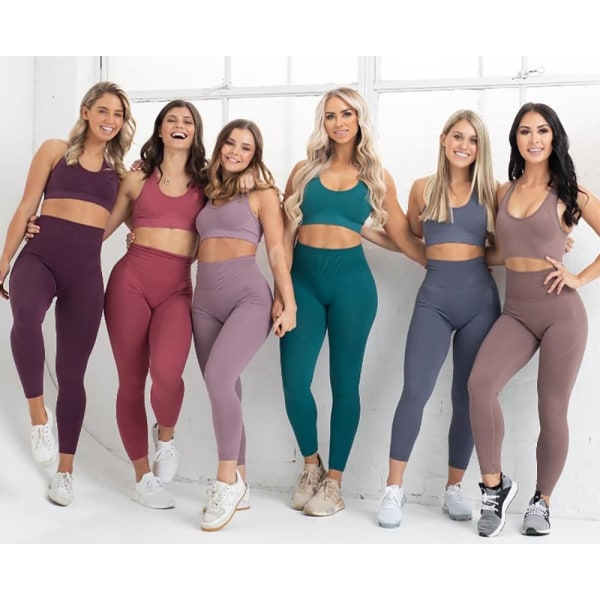 Yogaset Damleggings + BH:ar Dam Gymkläder Sportdräkter 01Gray Bra M