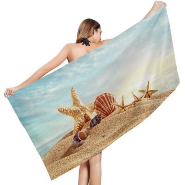 Ocean Series Kreativt Print Badehåndklæde Udendørs Hurtigtørrende Svømning Surf Vand Sport Håndklæde Yoga Måtte Strandstol Betræk Tæppe 4 80x160m