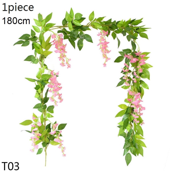 Kunstig Wisteria Blomster Ranke Efeu Blad Guirlande Silke Rose Blomster Rattan Snor Ranke Bryllupsbue Blomst Hjemmehave Dekoration G04-2pcs-leaves