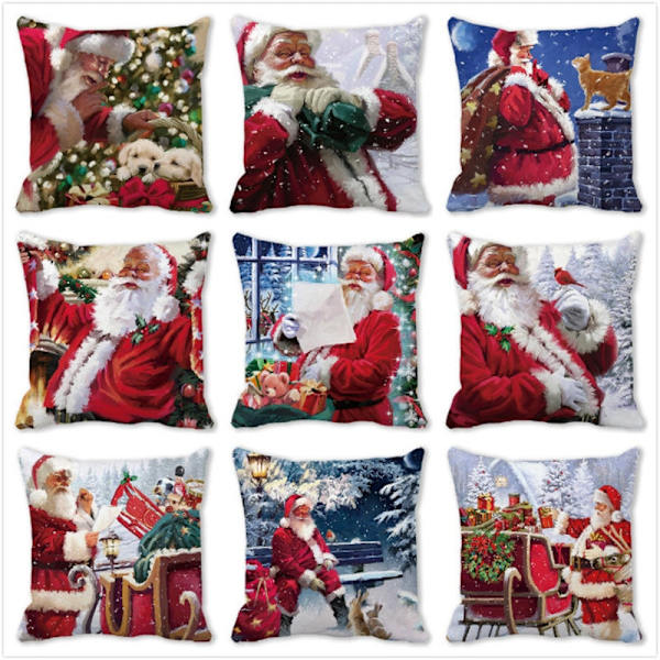 Jultomten Jul Dörrmatta Kuddfodral Juldekorationer för Hemmet 2023 Navidad Ornament Julgransprydnader Nyårspresenter C - 002